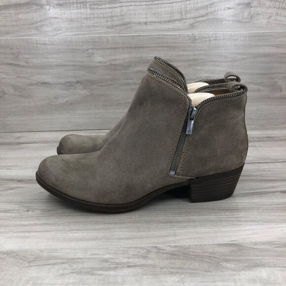 Lucky Brand Ankle Boots Women's 10 Bartalino Brown Suede Zip Booties - Picture 1 of 10